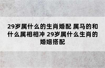 29岁属什么的生肖婚配 属马的和什么属相相冲 29岁属什么生肖的婚姻搭配